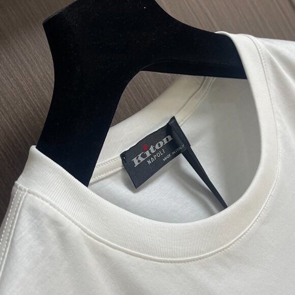 White Crew Neck T-Shirt With Kiton Logo - Picture 5 of 7